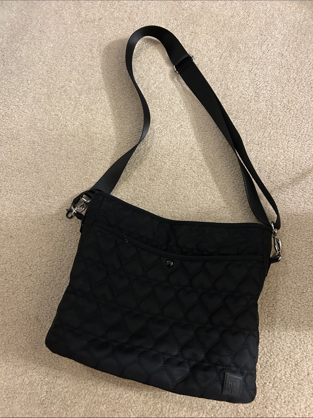 Black Quilted Crossbody Bag - Lightweight Everyday Shoulder Bag